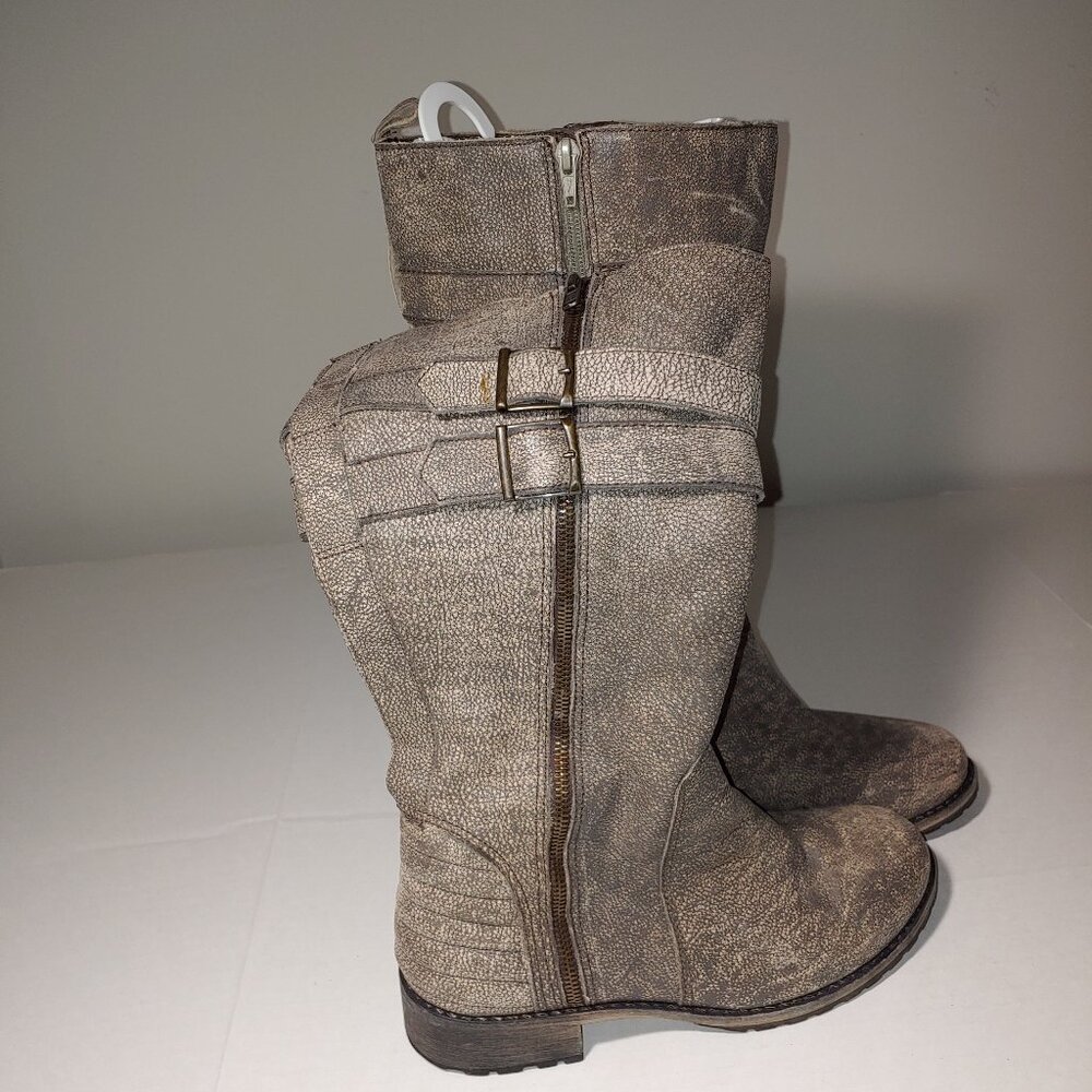 Matisse Roady Tall Distressed Leather Moto Boots size 9W Brown - Picture 3 of 10